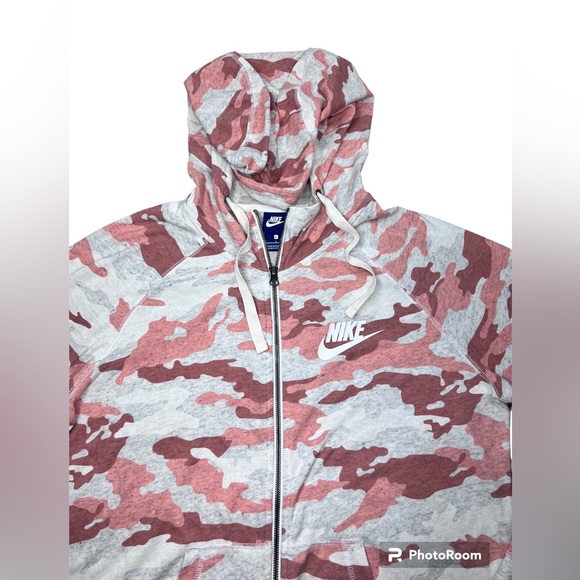 Nike Pink Gray Gym Vintage Full Zip Hoodie Jacket size Large - Picture 2 of 3